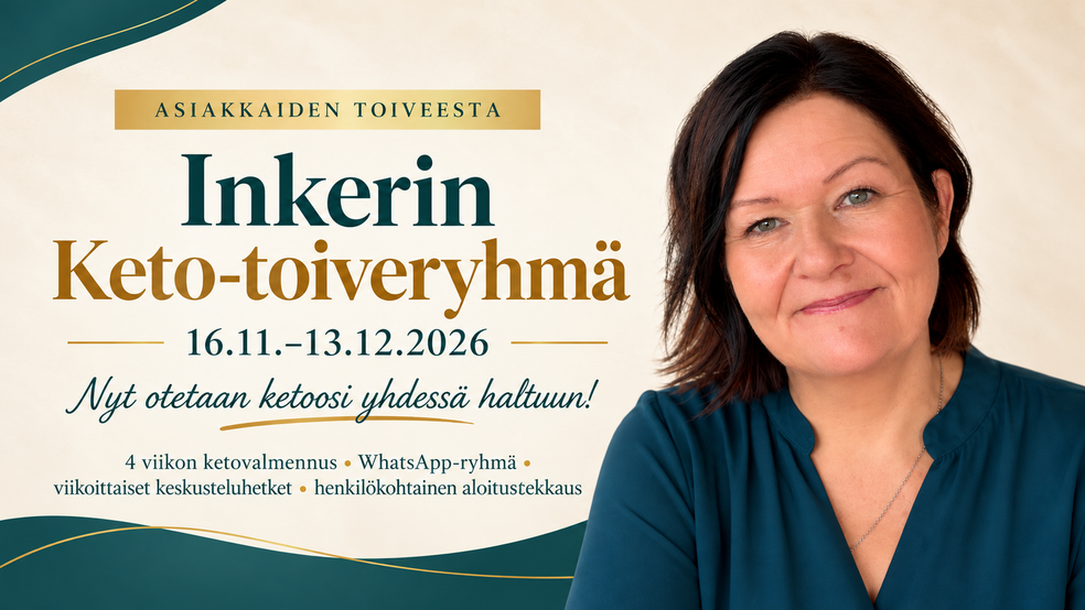 Inkerin Keto-toiveryhmä + sovellus 3 kk | 16.11.–13.12.2026 by Valkku Ihana Inkeri